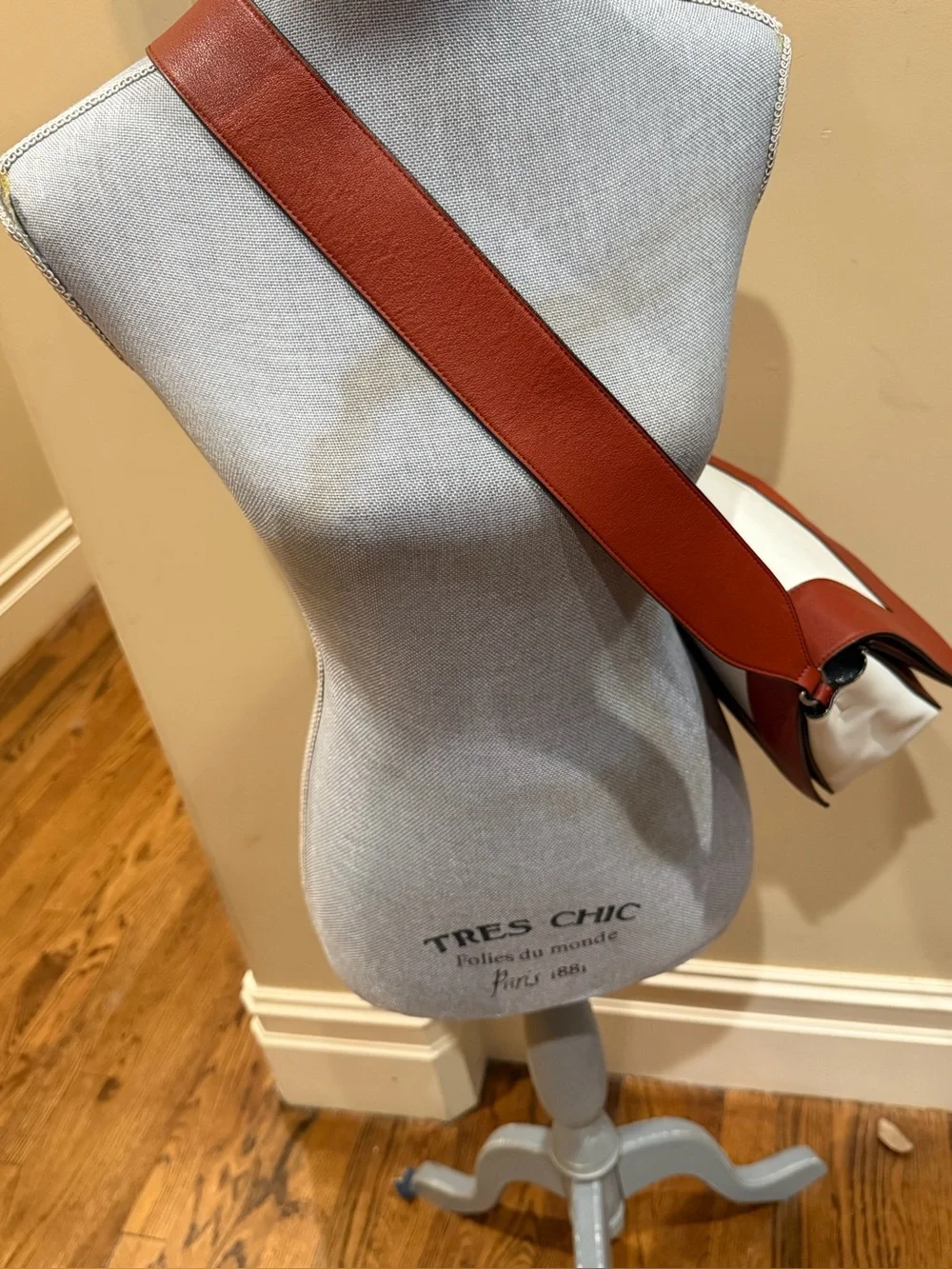 Celine Frame Calfskin Leather Shoulder Bag in Maple 🍁 & White